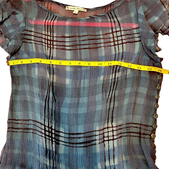 Beautiful Nanette Lapore 2-pc Silk Plaid Turqoiuse Blue Short Sleeve Dress, sz 2 - Picture 8 of 16